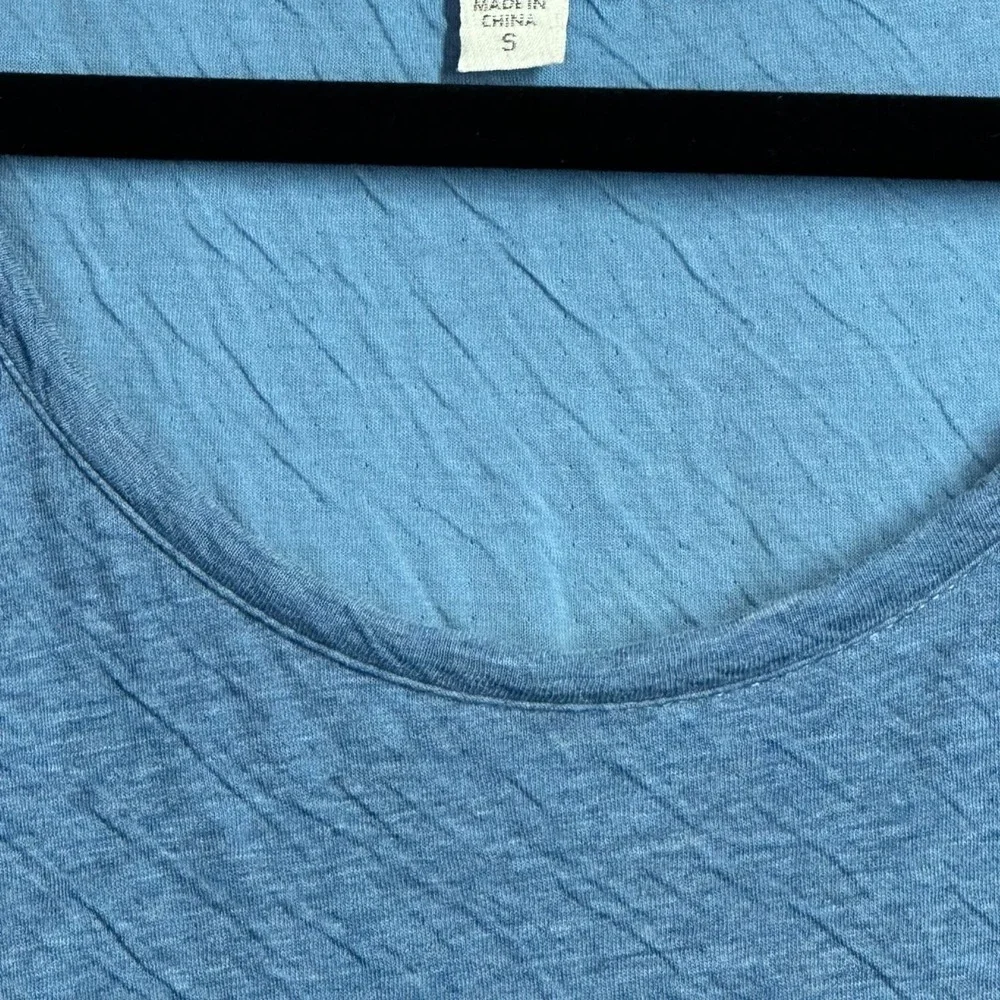 J. Jill Pure Jill 100% Cotton Crinkle Pattern Long Sleeve Tunic Top Blue Size Sm - Picture 6 of 9